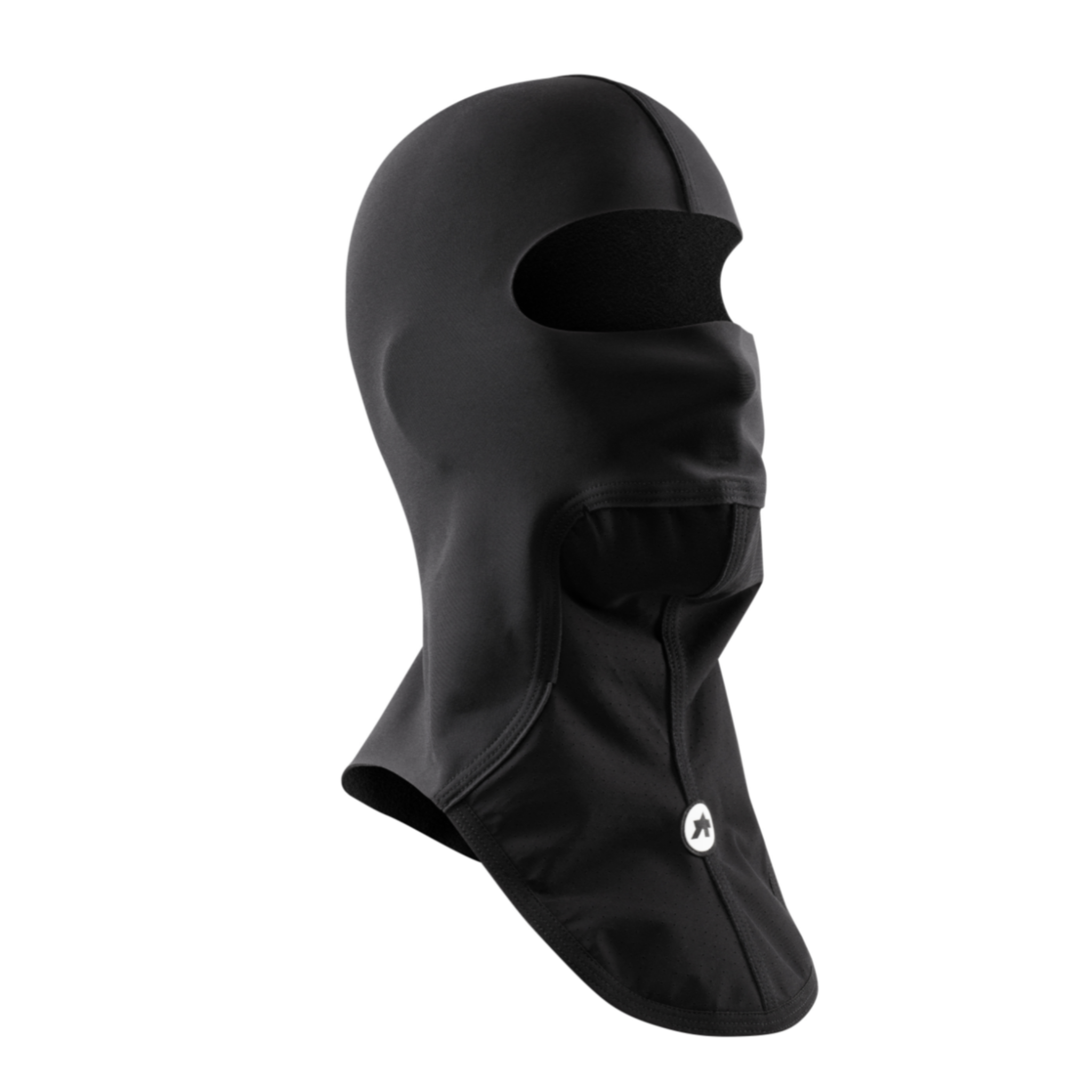 Sort Face Mask fra Assos. Har det klassiske Assos logo nederst foran.